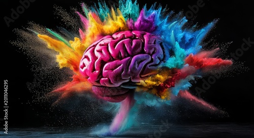 Imaginative representation of a brain filled with vibrant ideas.