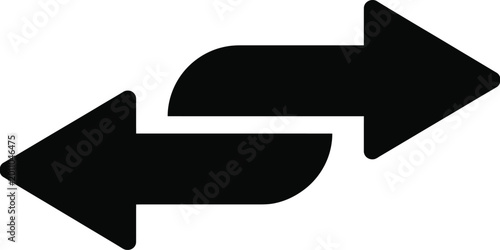 Canvas Print Opposite direction arrow icon set, minimalist vector illustration of two black arrows facing opposite sides for navigation swap reverse flow and UI design