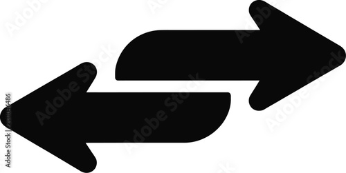Tableau sur toile Opposite direction arrow icon set, two black arrows pointing in opposite directions representing navigation exchange reverse and directional design