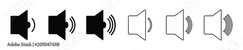 Fotografía Sound volume icons set with different signal levels on white background
