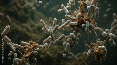 Bacteria organisms performing organic matter breakdown in wastewater treatment processes.