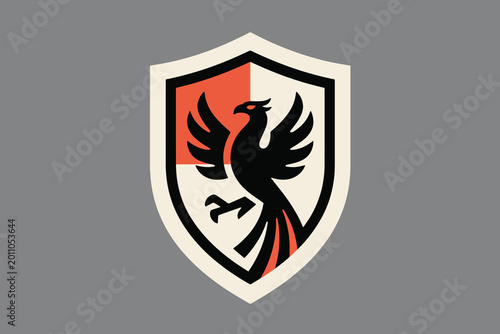 Foto Phoenix Shield Logo Vector Illustration Creative Design Template