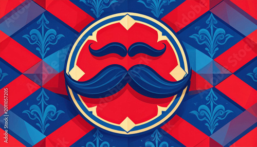 Schilderij op canvas Blue Mustache Logo Design Element Illustration.