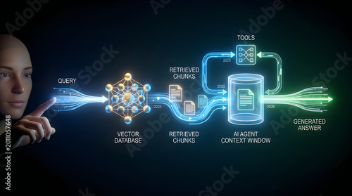 Retrieval augmented generation process flow with ai agent interface