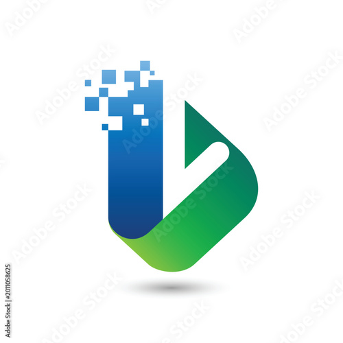 Abstract Letter B Vector Logo for Digital Technology Company