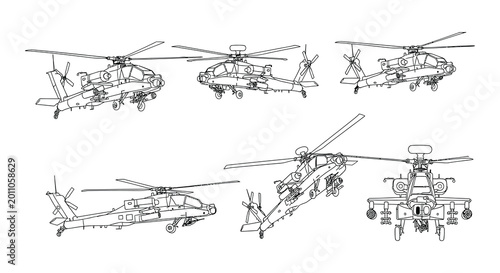 Foto Vector illustration of multiple helicopter views high-quality