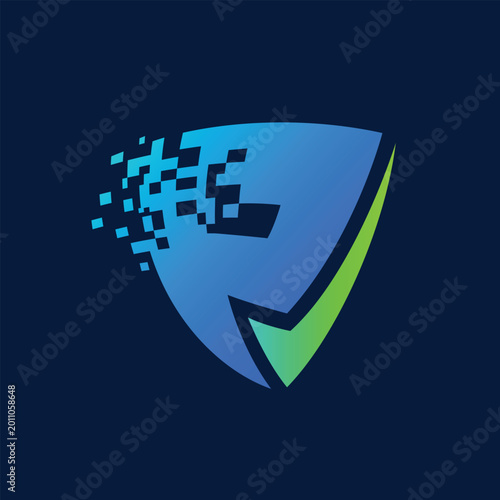 Abstract Digital Data Letter P with Checklist Logo Template