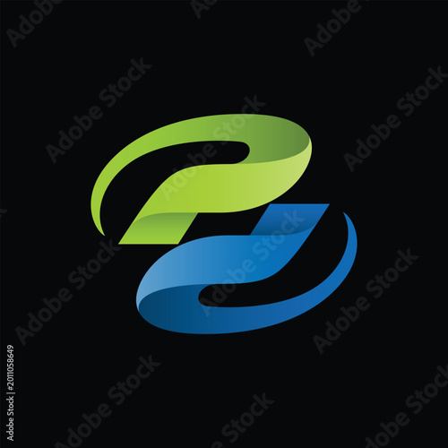 Abstract Dynamic Letter P and D Vector Logo