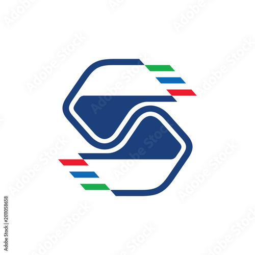 Abstract Letter S and Wire Vector Logo Template