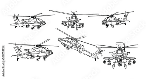Fotografía Vector illustration of multiple helicopter views high-quality