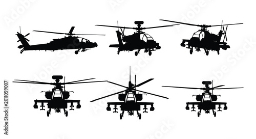 Canvas Print Vector illustration of multiple helicopter views high-quality