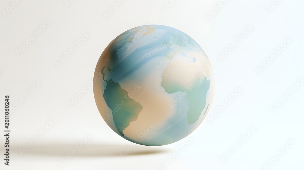Fototapeta premium Serene Earth Globe Visualizes Global Unity A Minimalist Eco Concept Design
