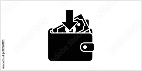 Schilderij op canvas Money Entering Wallet Icon