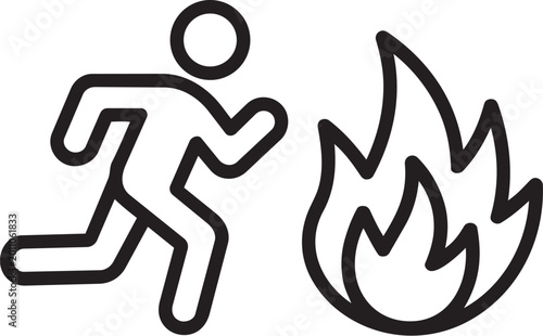Tableau sur toile Person running away from fire icon