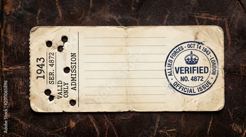 Vintage 1943 allied forces admission ticket