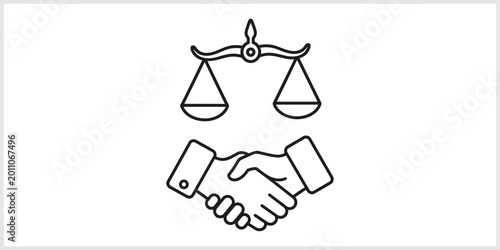 Legal Agreement and Justice Scales Outline Icon