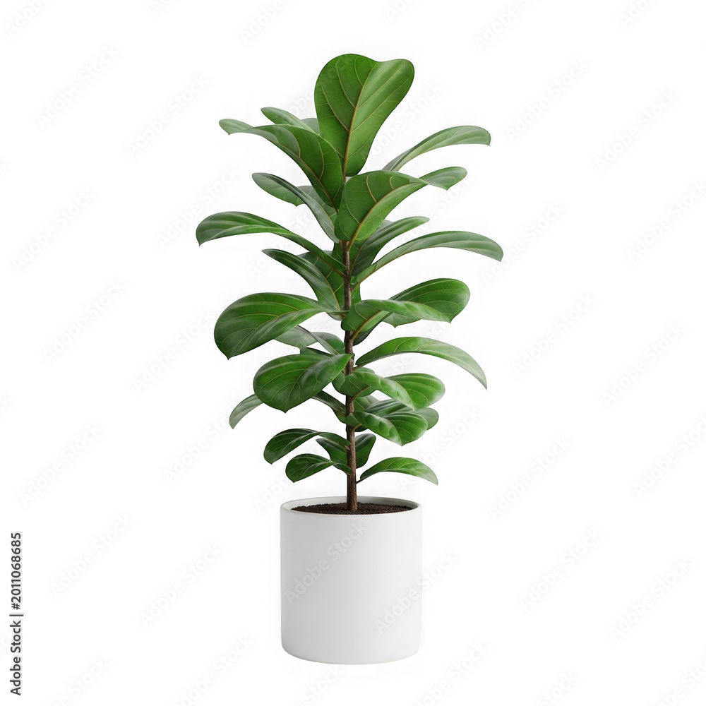 Fototapeta premium Green houseplant in white pot isolated on transparent background