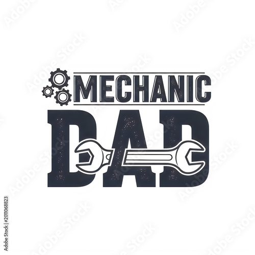 Mechanic bad logo design with stylized text isolated on transparent background