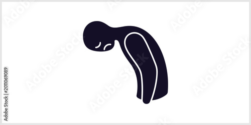 Tableau sur toile Abstract Figure with Bowed Head Depicting Sadness Depression and Exhaustion