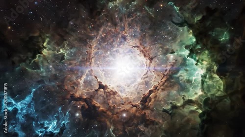Vibrant cosmic explosion in space with stars and colorful nebula