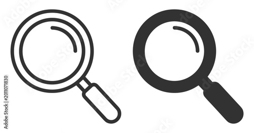 Bild auf Leinwand magnifying glass icons line and solid style on transparent background