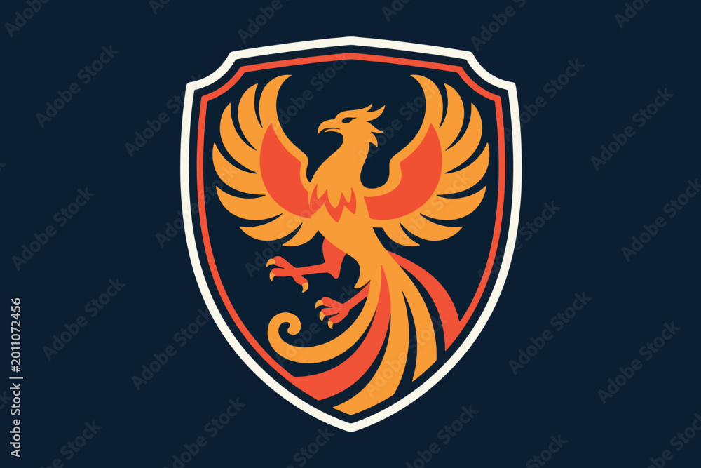 Obraz premium Vector Phoenix Shield Modern Illustration Creative Design Template 