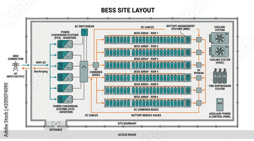BESS Site Layout Diagram for Energy Storage System.