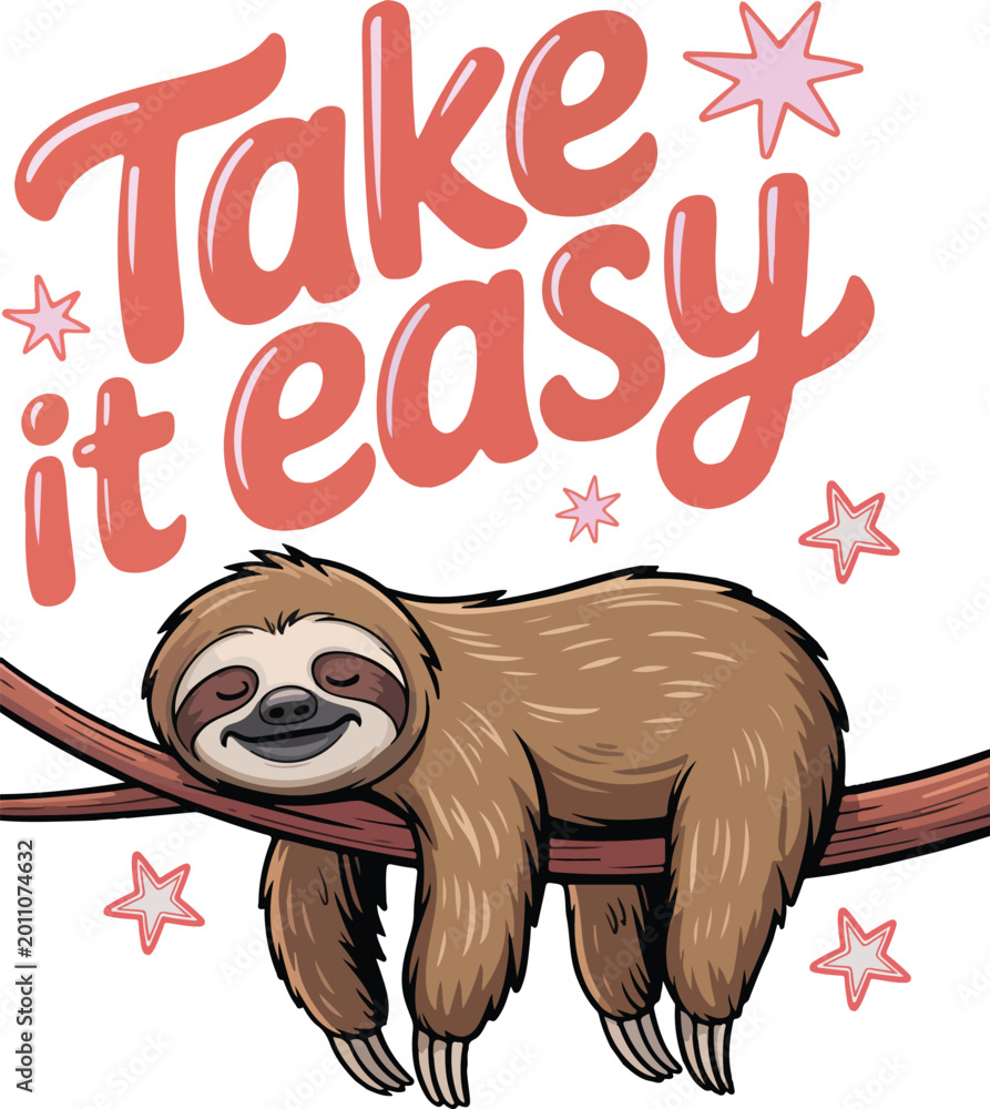 Fototapeta premium Cute Sloth Relaxed Funny T Shirt Design 