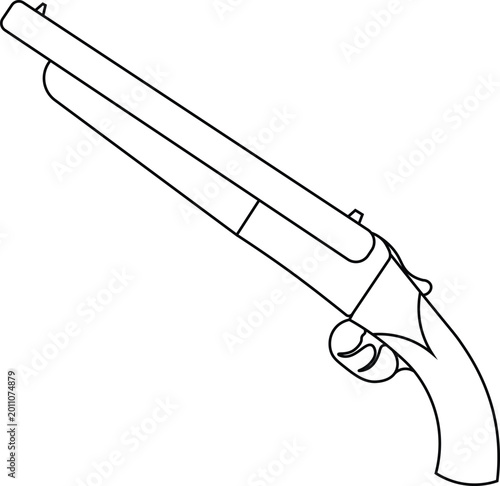 Bilde på lerret Vector drawing of a sawn-off shotgun side view.