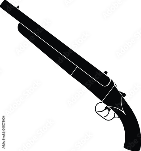 Tableau sur toile Vector silhouette of a sawn-off shotgun with a wooden butt isolated on a white background