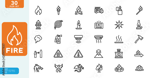 Canvastavla Fire Line Editable Icons set