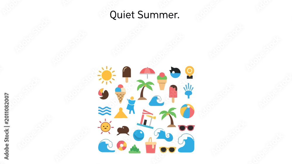 Fototapeta premium Summer Icons: A cheerful composition of vibrant summer icons, celebrating the essence of leisure, warmth, and joyful moments. capturing the bright essence of sunny day.
