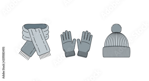 Foto Winter accessories hat gloves scarf set.