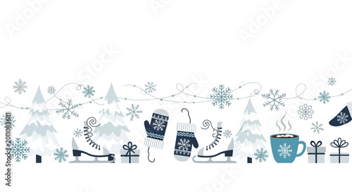 Принти на полотні Winter clothing and hot drink.