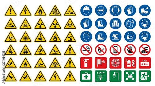 Quadro su tela Collection of safety warning and prohibition signs.
