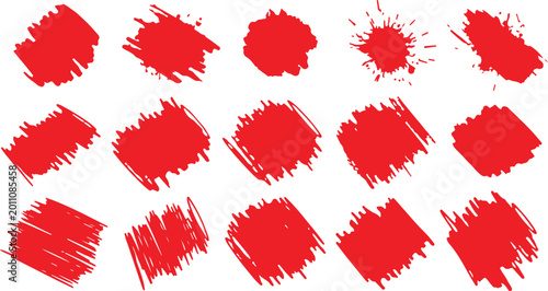 Tableau sur toile Mega bundle of different ink brush strokes:rectangle,square and round freehand drawings