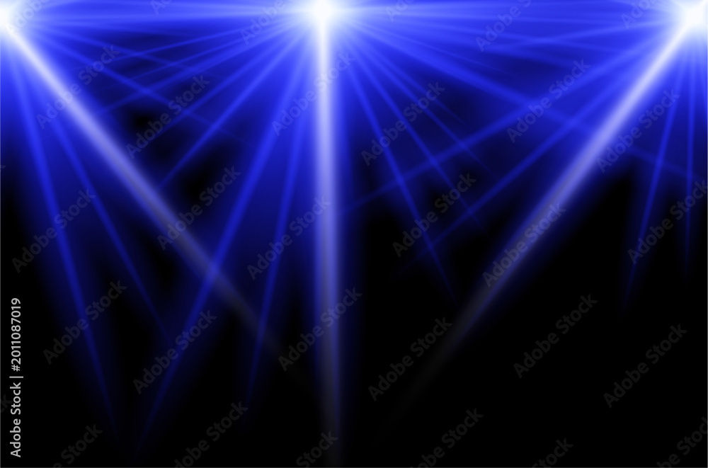 Obraz premium Dramatic blue stage lighting with spotlight effect for concerts and events