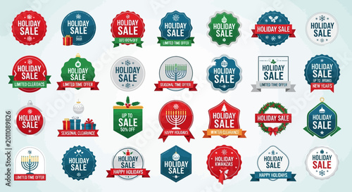 Holiday Sale Icons and Badges Collection - Christmas, Hanukkah & Winter Shopping