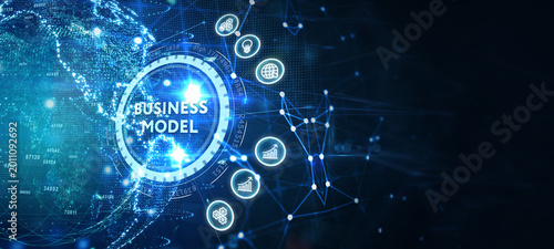Business, Technology, Internet and network concept. Shows the inscription: BUSINESS MODEL. 3d illustration