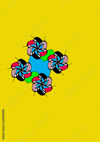 Canvas Print Primary colours in a background creating a flowery effect