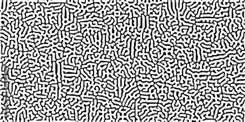 Bild auf Leinwand Abstract truing organic wallpaper Turing reaction diffusion monochrome seamless pattern with chaotic motion