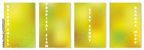 Slika na platnu Fresh gradient background with tropical banana and abstract fruit shapes