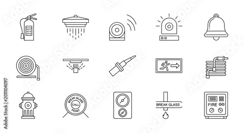 Fire Safety and Emergency Equipment Vector Icon Set