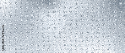 Shiny silver sequin disco ball pattern with reflective square tiles, sparkle light effect and retro glamour style.