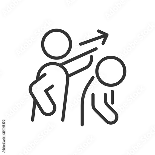 Photos 2D pixel perfect editable black banishment icon, isolated simple vector, thin line illustration representing psychology