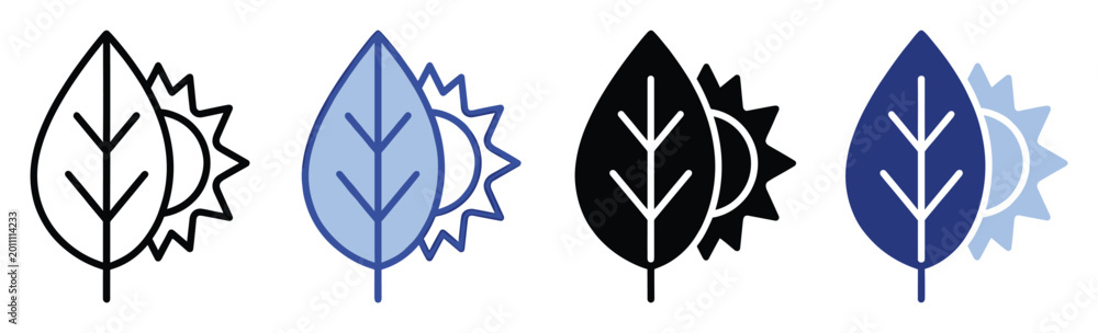 Obraz premium Sustainable energy symbol combining a leaf and sun for ecological awareness applications