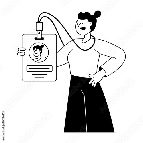 A Glyph style illustration showing id card