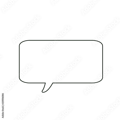 Rounded speech bubble outline in minimal rectangular style. Clean chat dialog box with soft corners on plain background. Simple vector illustration for messaging,  and communication design.