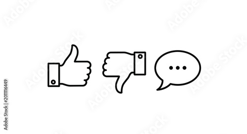 Cuadro en lienzo like dislike and chat bubble icons on a white background