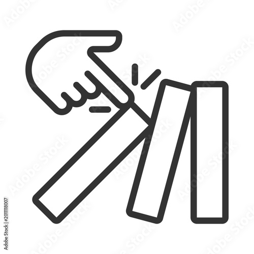 Obraz na plátně 2D pixel perfect editable black tumbling dominoes icon, isolated simple vector, thin line illustration representing economic crisis